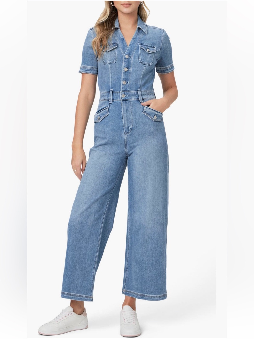 Paige Harper Wide Leg Denim Jumpsuit